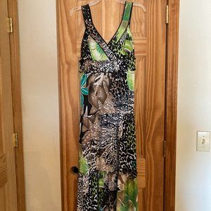 Women's tropical green maxi dress 8